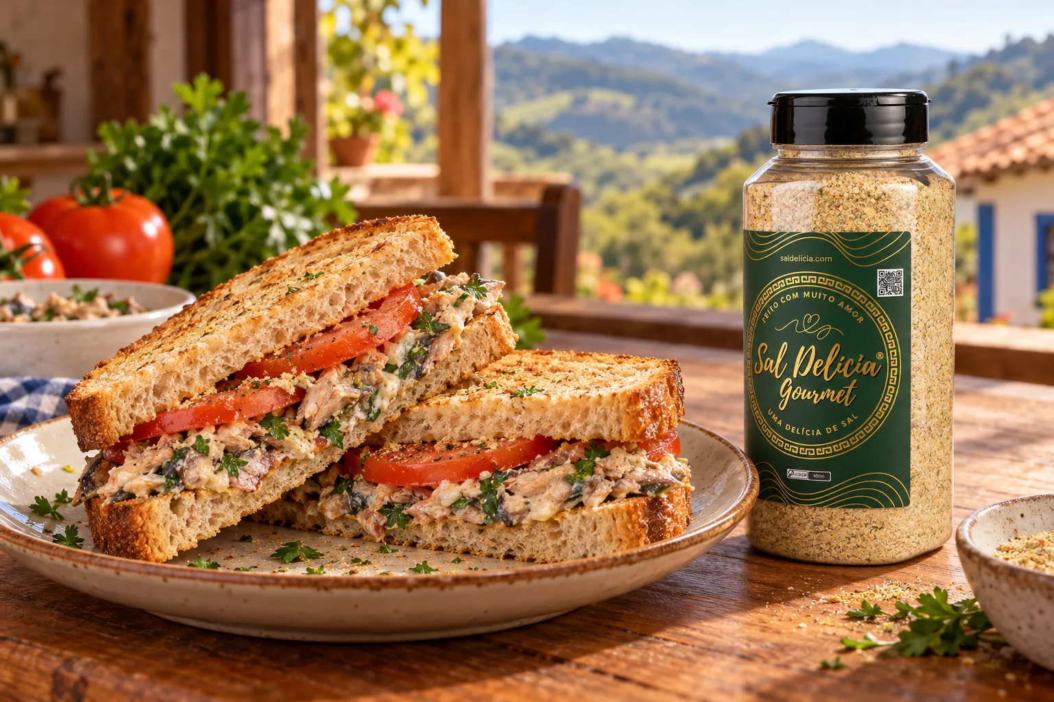 Ilustração do prato: Sanduíche de sardinha com tomate