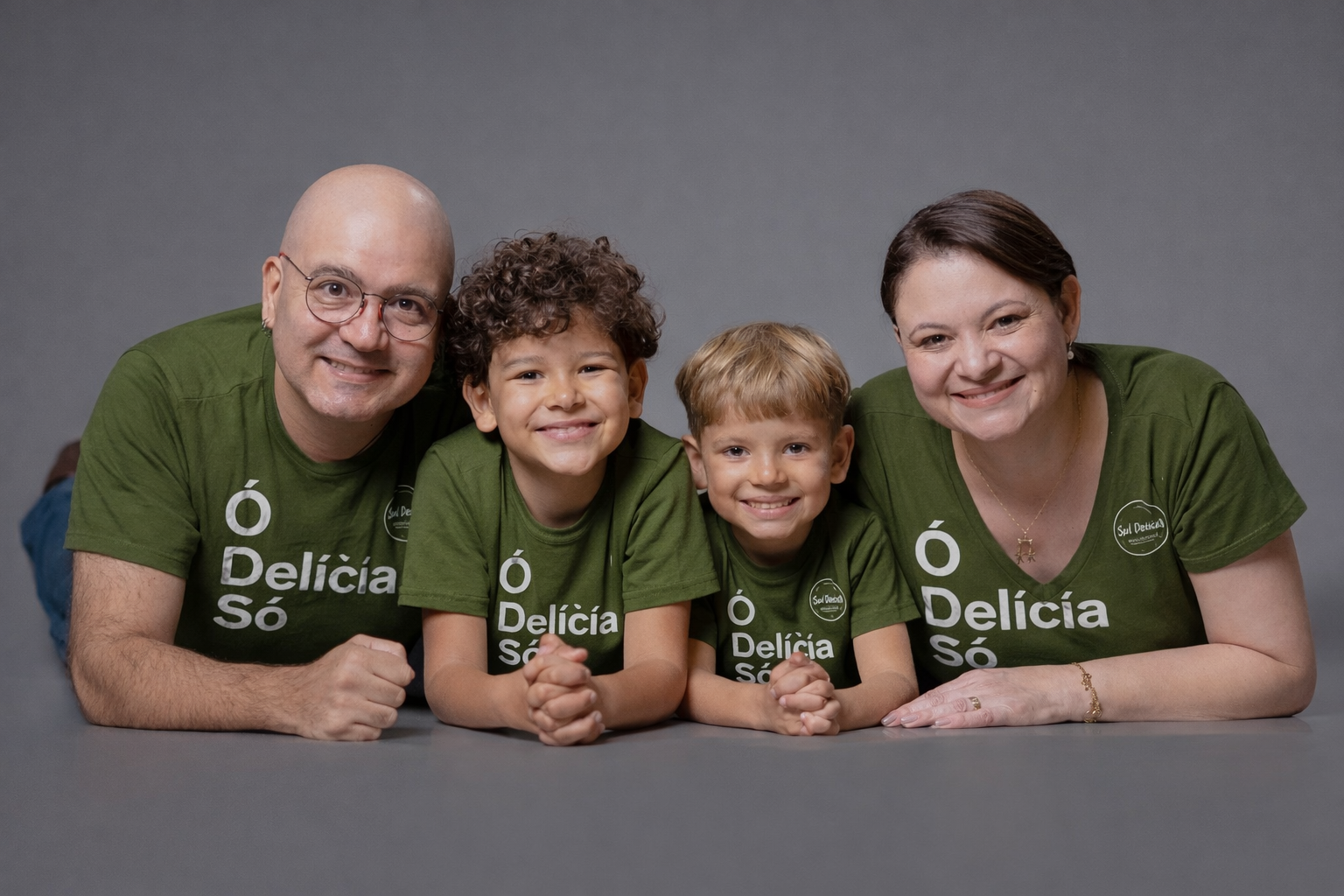 Bruno, Benício, Bento e Glícia, família do Sal Delícia Gourmet