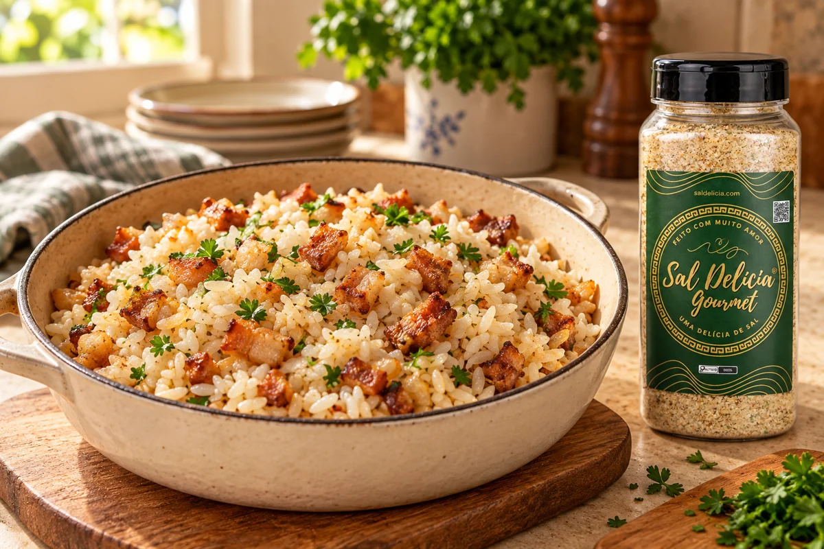Ilustração do prato: Arroz de toucinho