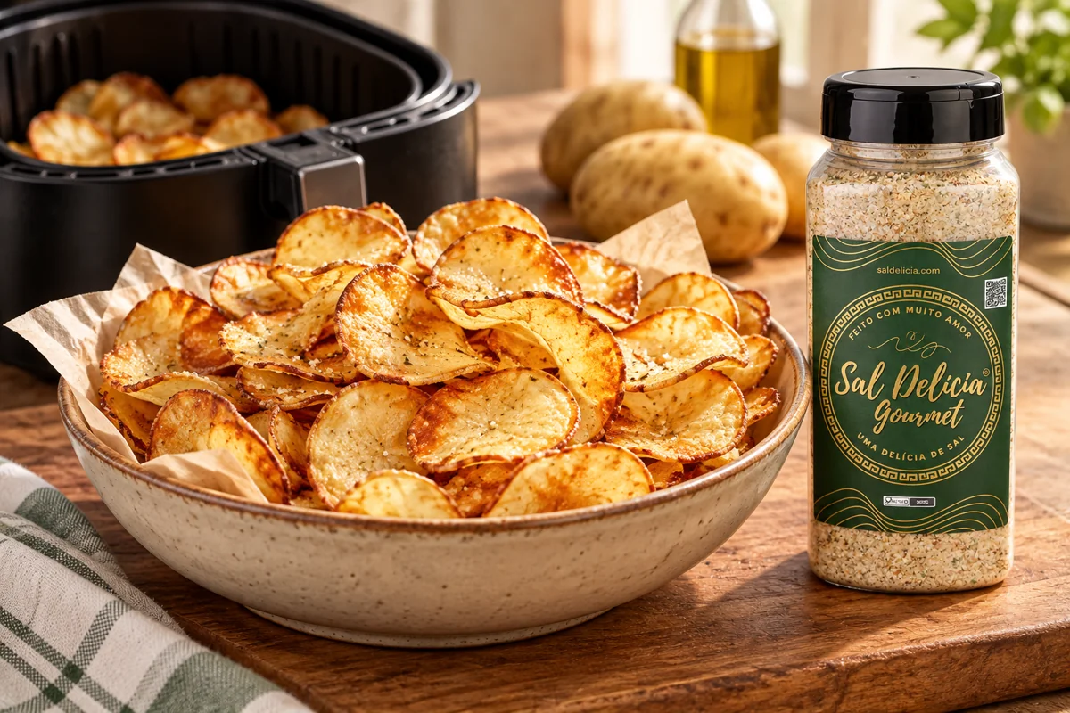 Ilustração do prato: Chips de batata na air fryer