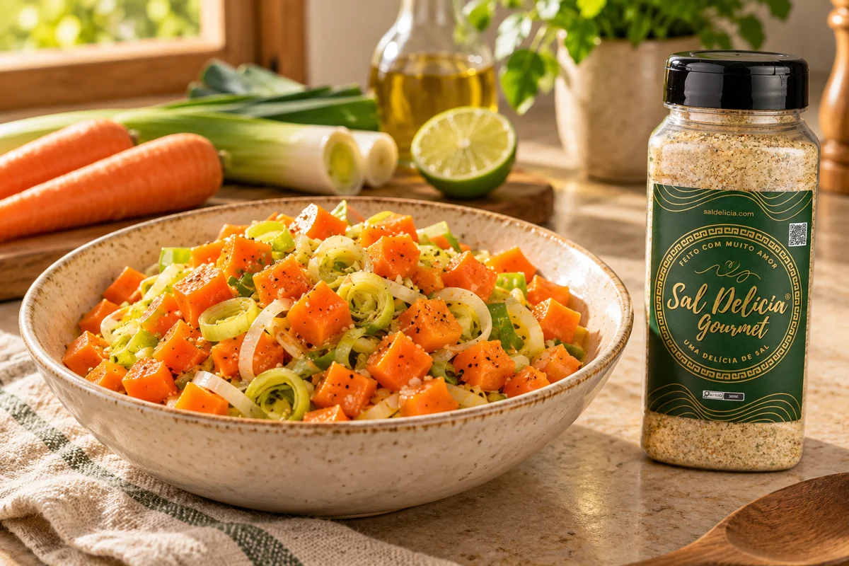 Ilustração do prato: Salada de cenoura com alho-poró