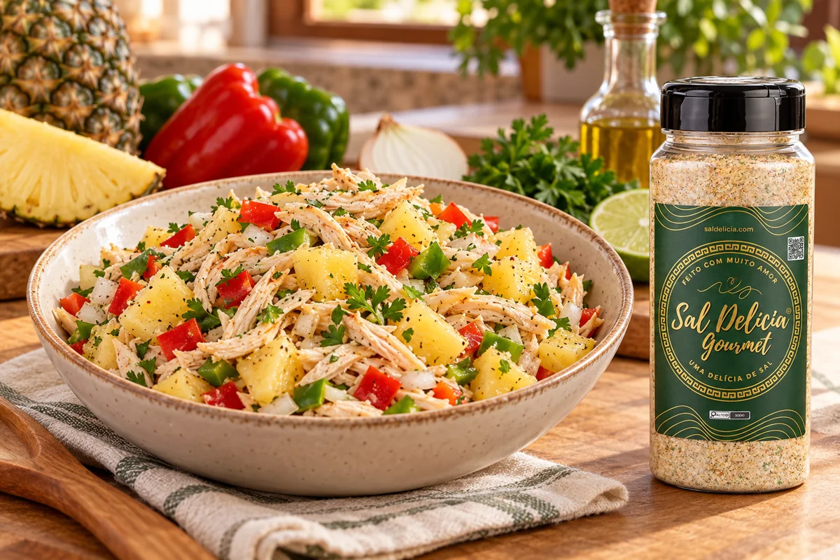 Ilustração do prato: Salada de frango com abacaxi