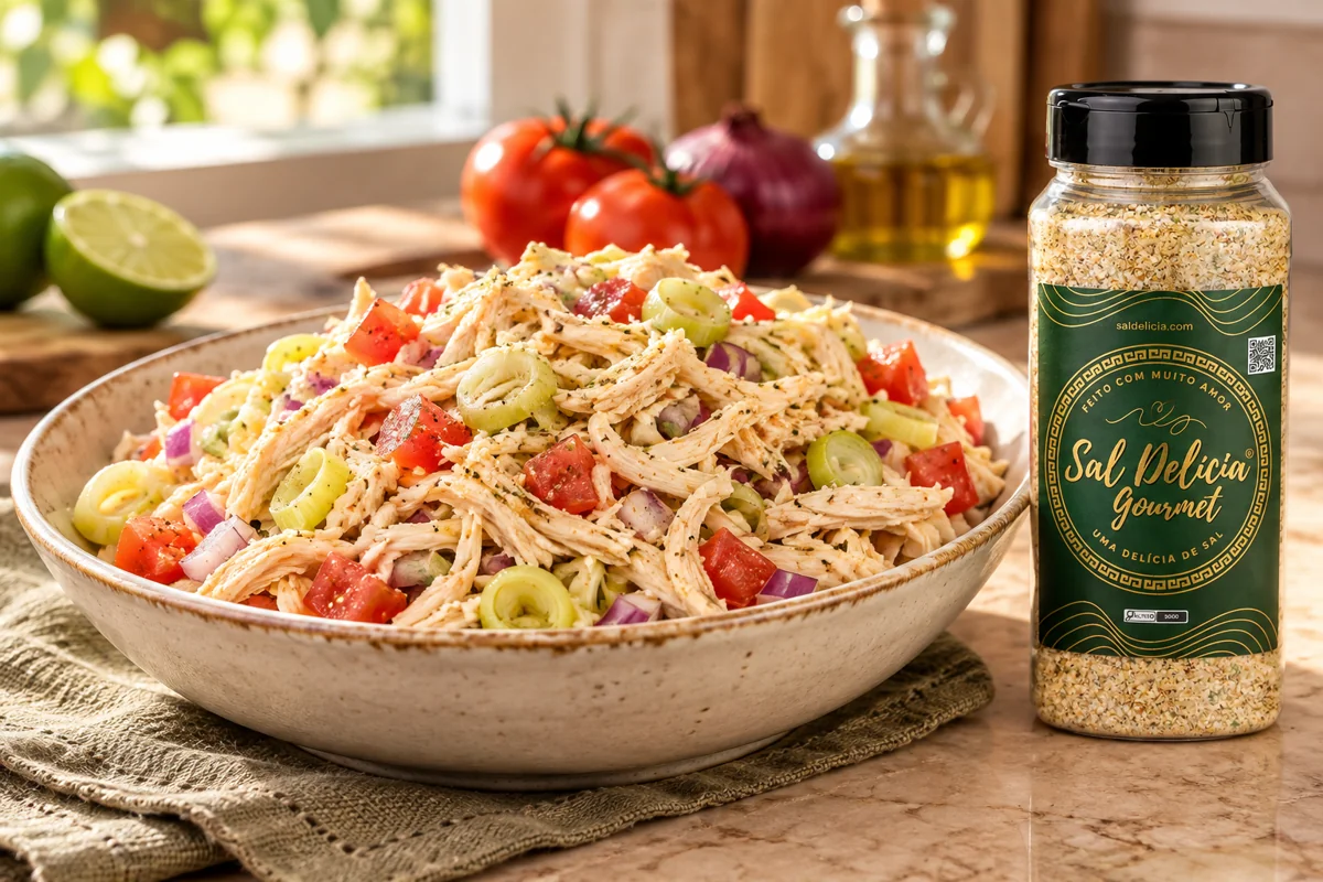 Ilustração do prato: Salada de frango com alho-poró