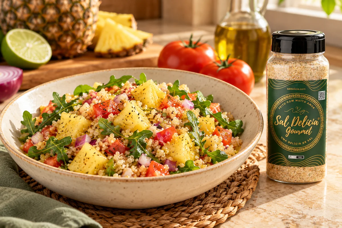 Ilustração do prato: Salada de quinoa com abacaxi