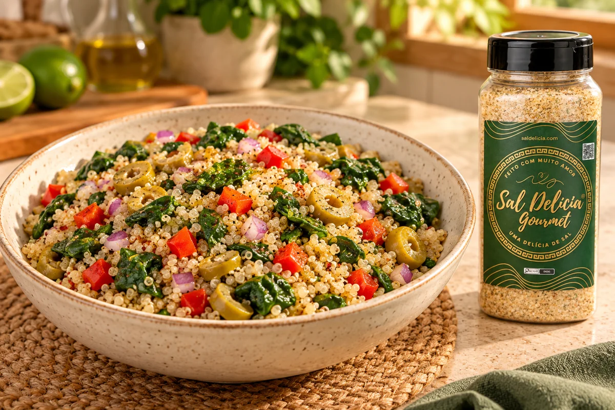 Ilustração do prato: Salada de quinoa com espinafre