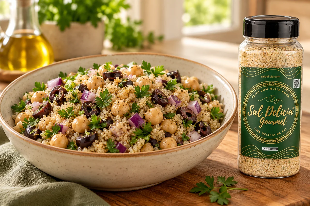 Ilustração do prato: Salada de quinoa com grão-de-bico
