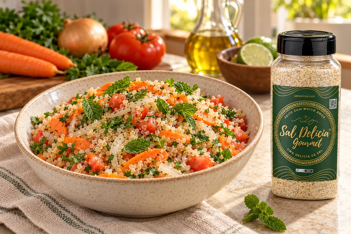 Ilustração do prato: Salada de quinoa com verduras