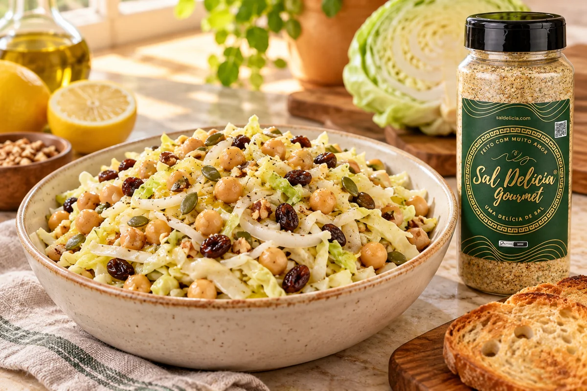 Ilustração do prato: Salada de repolho com grão-de-bico