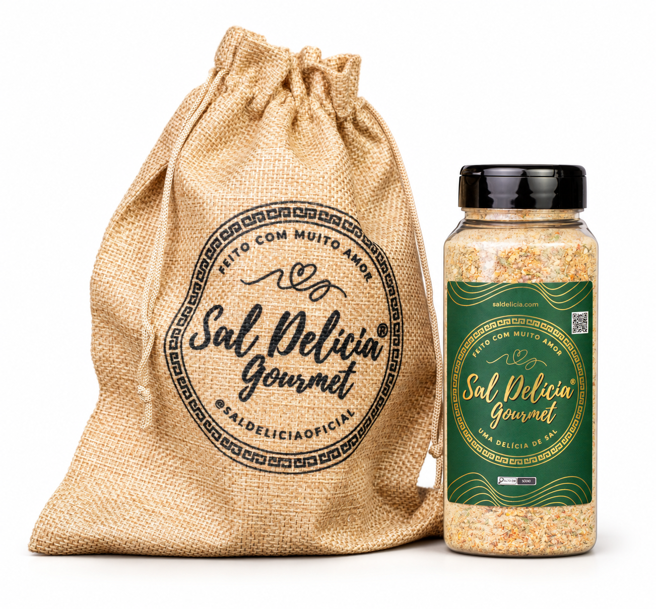 Presente Delícia: embalagem de tecido com Sal Delícia Gourmet