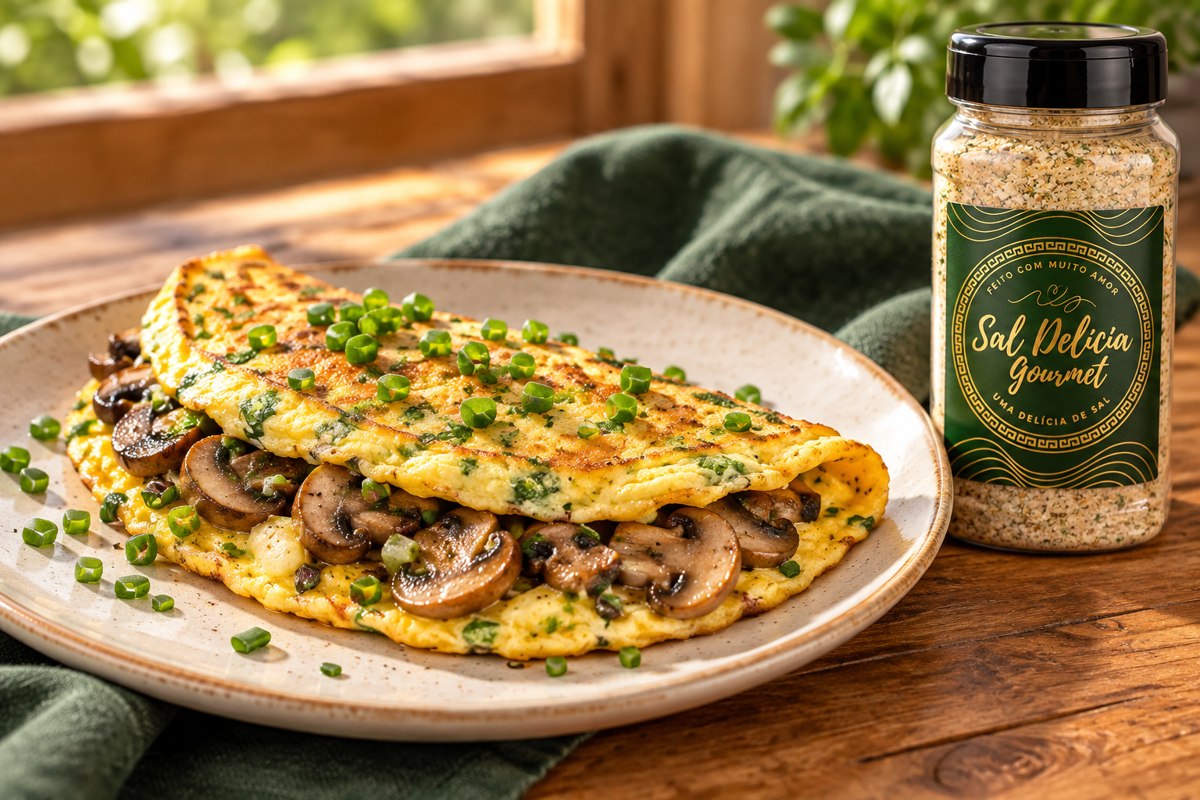 Ilustração do prato: Omelete de cogumelos