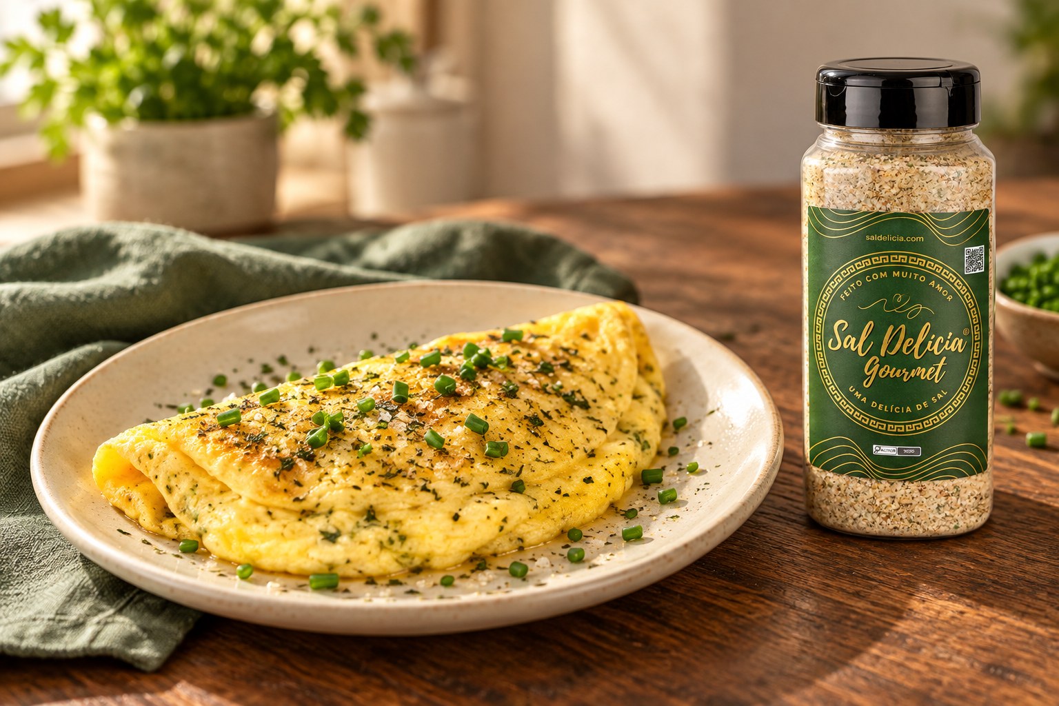 Ilustração de omelete com Sal Delícia Gourmet