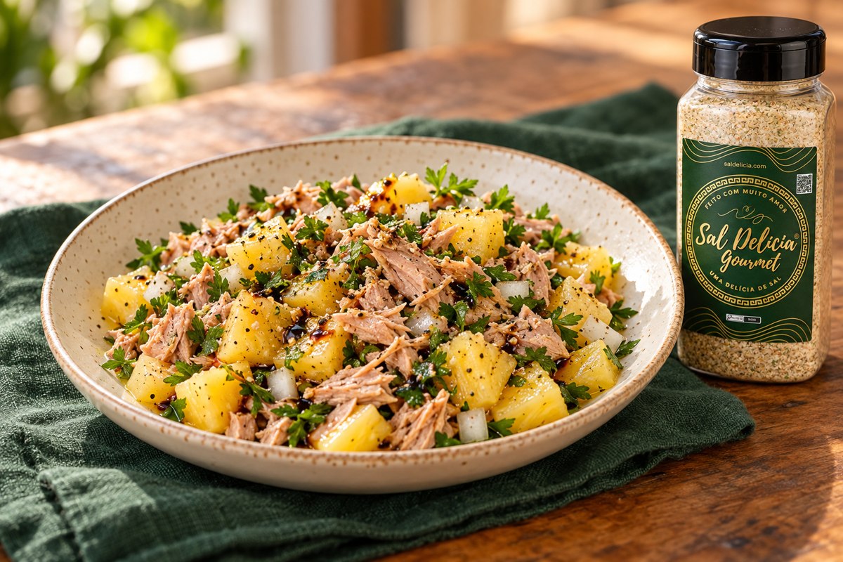 Ilustração do prato: Salada de atum com abacaxi
